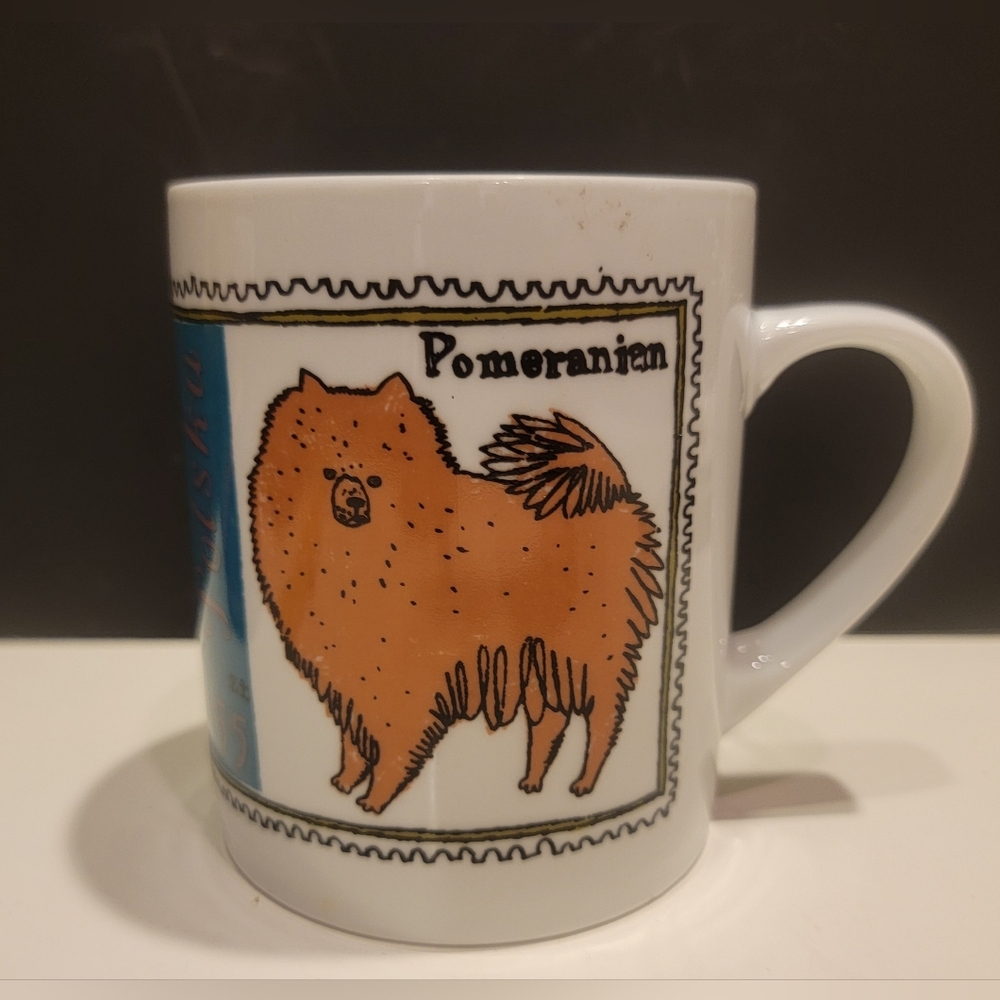 Pomeranian/ Shih Zhu Magpie Mug by Charlotte Farmer